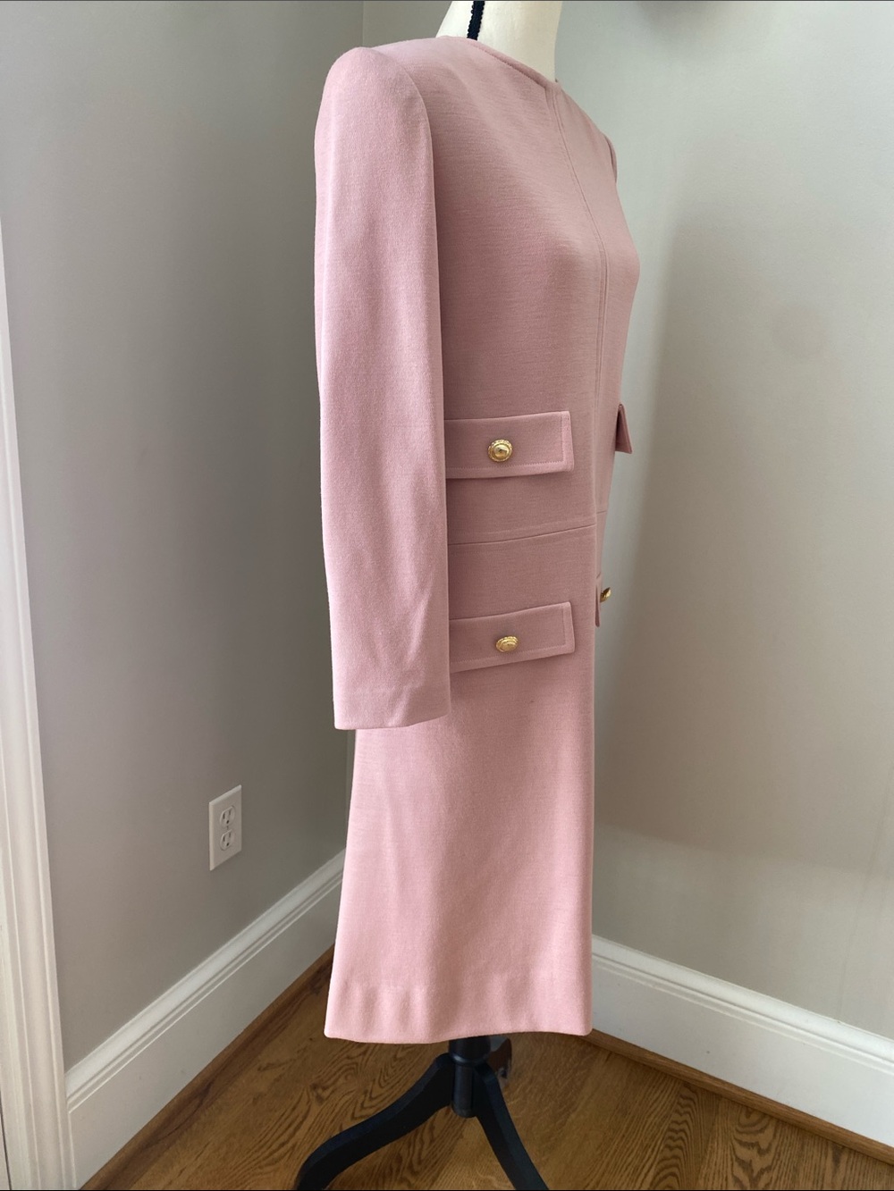 Vintage Helga powder pink Jackie O First Lady dress faux pocket size medium knit - Picture 7 of 16